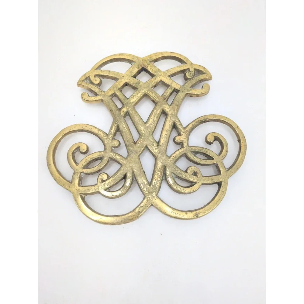 Virginia Metalcrafters Thomas Jefferson Cypher Brass Trivet 1957